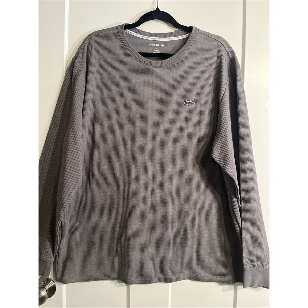 Lacoste Thermal Waffle Sleepwear Top Gray Mens XXL Longsleeve Shirt TH9668